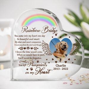 Memorial Gift Idea For Dog Lover - You Left Pawprints On My Heart Personalized Dog Photo Acrylic Plaque