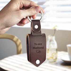 Drive Safe Keychain Personalized Leather Photo Text Keychain Anniversary Gift For Boyfriend With Engraved Text