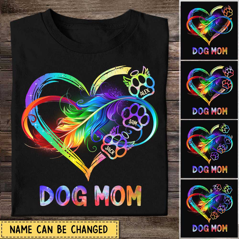 Dog Mom Fur Mama Infinite Love Rainbow Heart Pet Loss Tshirt