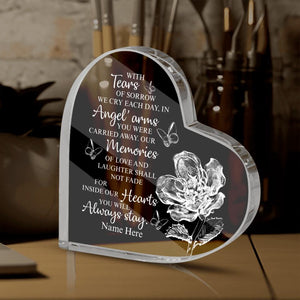 Personalized Memorial Heart Crystal Keepsake With Tears Of Sorrow Custom Memorial Gift