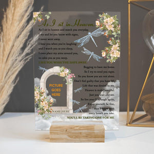 Personalized Memorial Rectangle Plaque As I Sit In Heaven Custom Memorial Gift