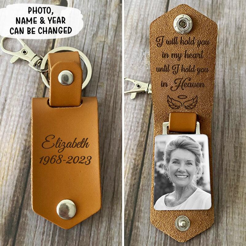 I Will Hold You In My Heart, Personalized Leather Keychain, Memorial Gift