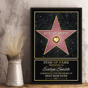 Star Of Fame, Best Mom Of The Year - Family Personalized Custom Vertical Poster