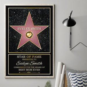 Star Of Fame, Best Mom Of The Year - Family Personalized Custom Vertical Poster