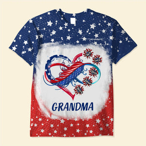 Independence Day Grandma Mom Custom Nickname Names Family Heart Infinity July 4th Gift 3d Tshirt