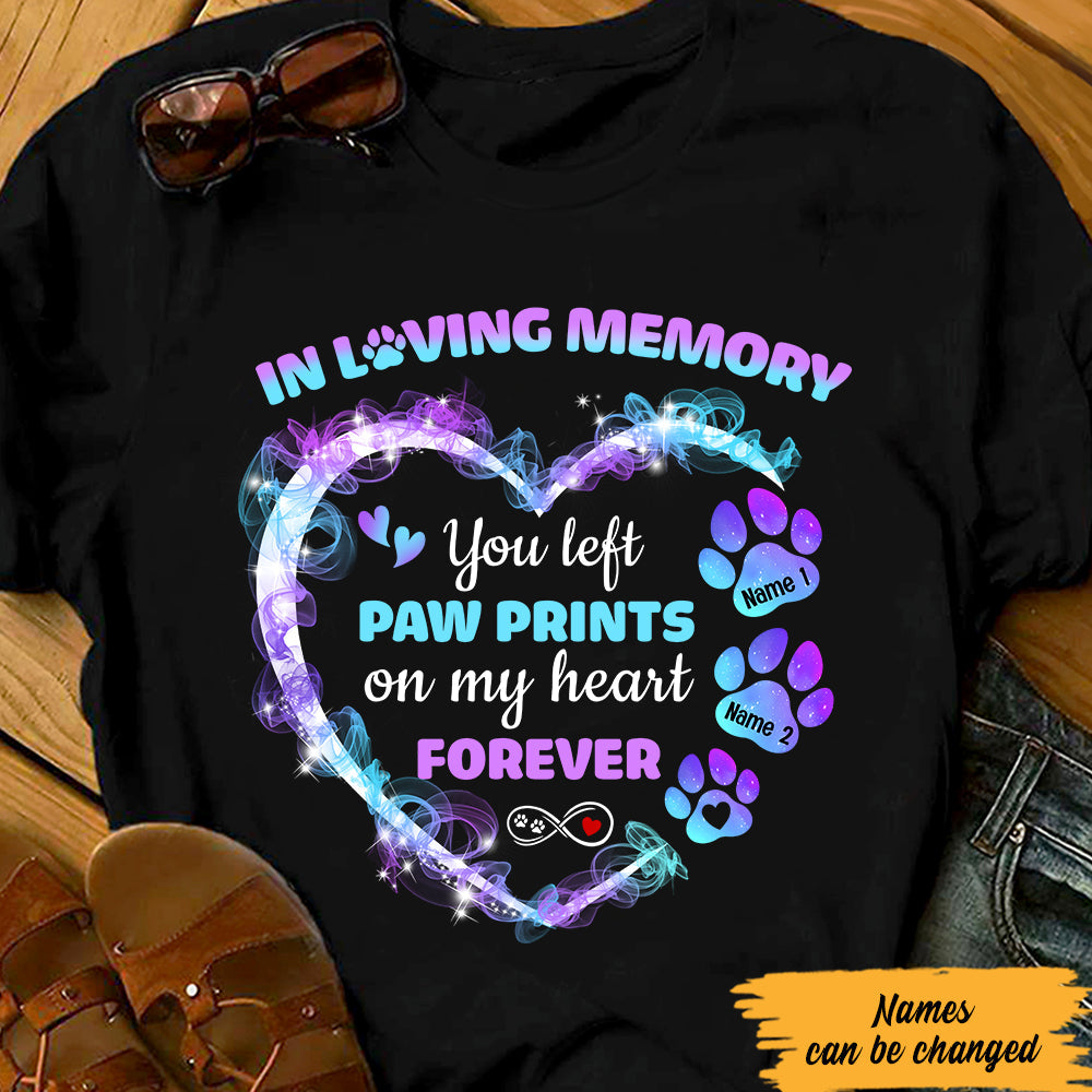 Personalized You Left Paw Prints on My Heart Dog Memorial T-Shirt