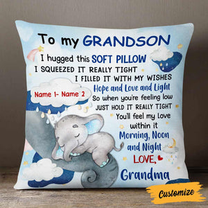 Elephant Grandma To Grandson Hug This Pillowcase