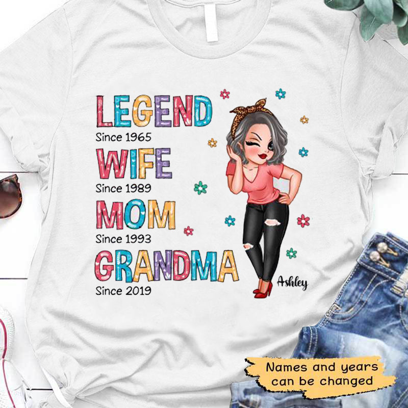 Legend Wife Mom Colorful Pattern Sassy Woman Personalized Shirt