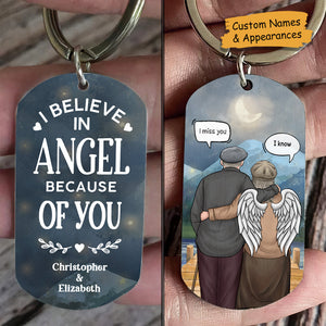 I Believe In Angel Because Of You - Personalized Keychain