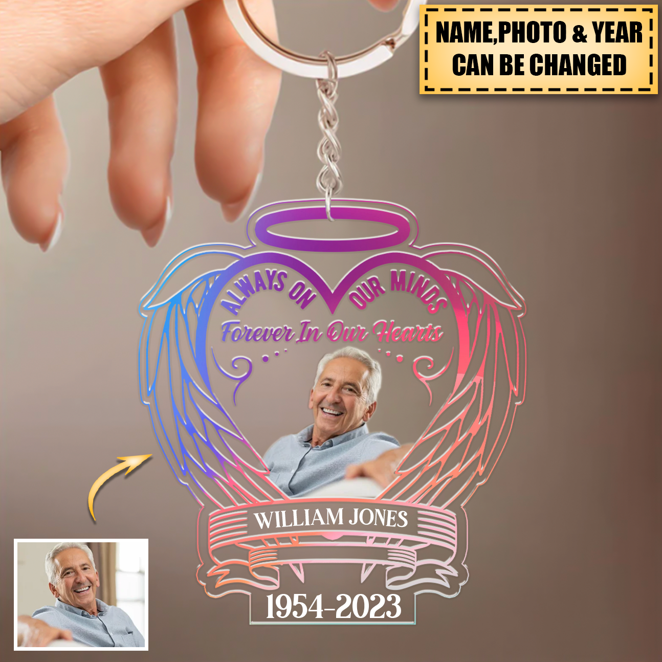 Always On Our Minds - Personalized Memorial Acrylic Keychain