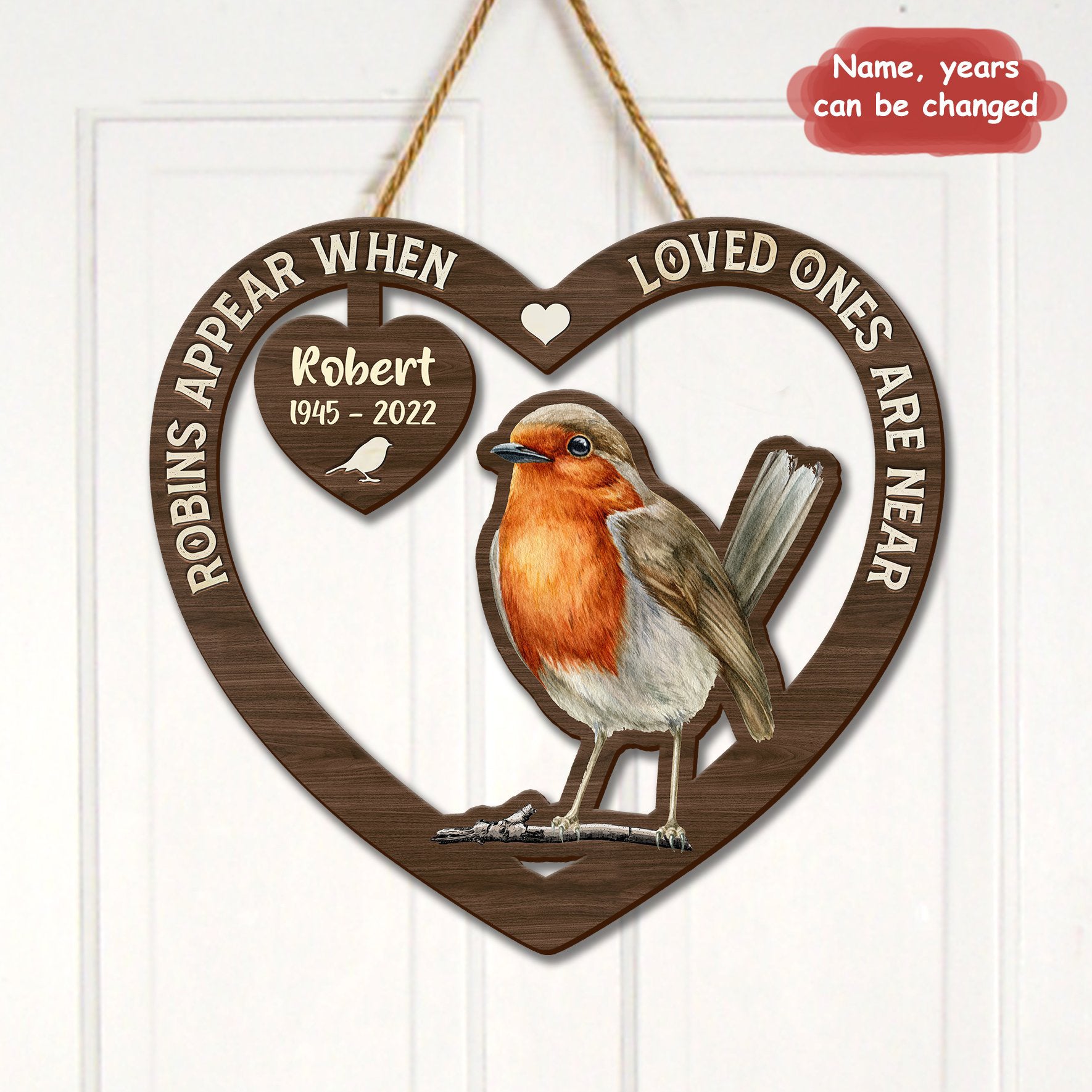 Custom Personalized Memorial Robins Wooden Sign - Memorial Gift Idea