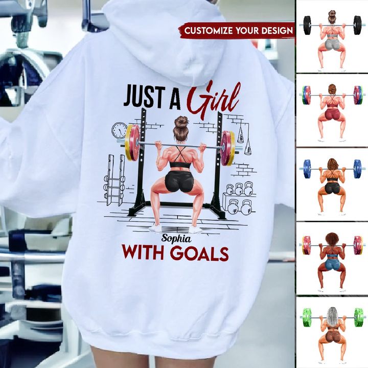 Just A Girl With Goals - Personalized Back Printed Hoodie